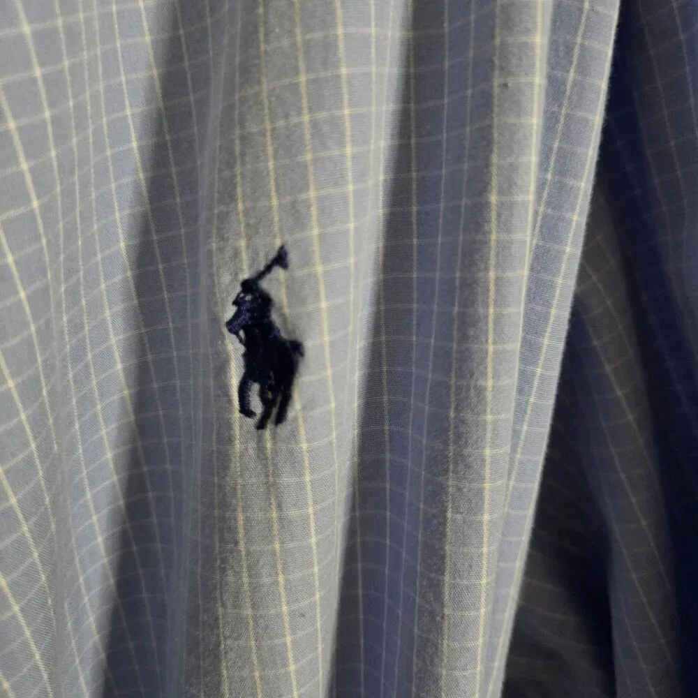 Polo Ralph Lauren Blue Checkered 100% Cotton Shawl Collar Robe Pockets Size S/M